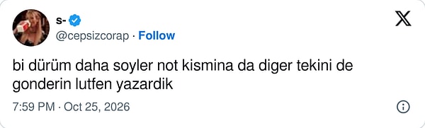 Sipariş notu hazır.
