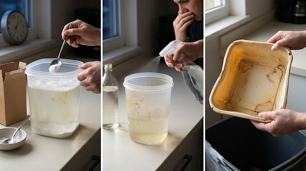 Soaking it in baking soda water can help lift old, stubborn stains.