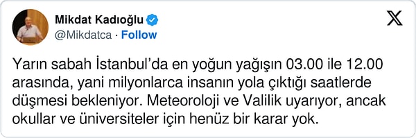 Prof. Dr. Mikdat Kadıoğlu şunları dedi: