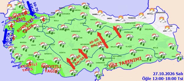 Meteoroloji'den 11 İle Sarı ve Turuncu Kodlu Uyarı