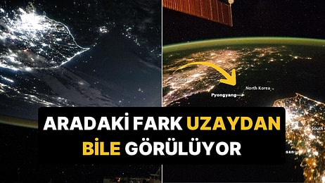 NASA'nın Uzaydan Çektiği Fotoğraflarda Kuzey Kore ve Güney Kore Farkı Dikkat Çekti