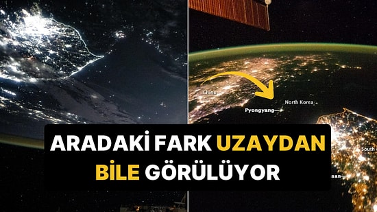 NASA'nın Uzaydan Çektiği Fotoğraflarda Kuzey Kore ve Güney Kore Farkı Dikkat Çekti