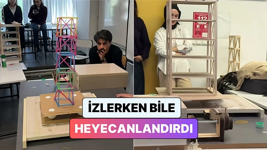 Mimarlık Okuyan Bir Öğrenci Deprem İzolatörlü Maketlerin Test Edildiği Dersi Paylaştı