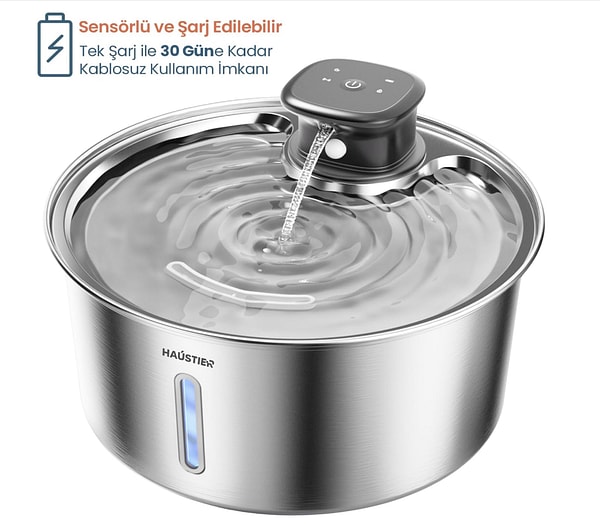 Haustier WF05 kablosuz kedi su pınarı 2.599,00 TL'den 1.999,00 TL'ye düştü!