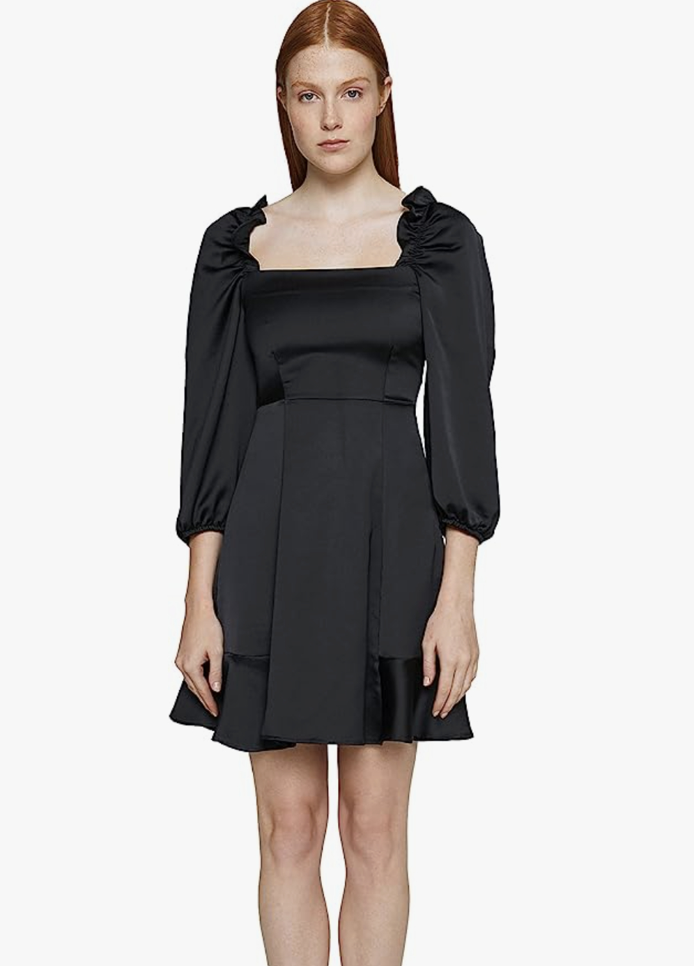 13. Balon Kollu Saten Elbise