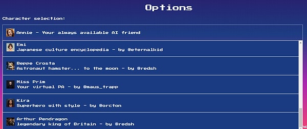 Buna ek olarak, Annie haricinde sohbet edebileceğiniz yirmiden fazla avatar da platformda yer alıyor.