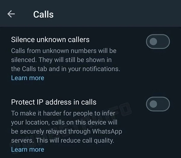 Ayarlar menüsündeki çağrılar bölümünden aktive edilebilecek seçenek sayesinde kullanıcılar, gerçekleştireceği telefon konuşmalarında IP adreslerini gizleyebilecek. Öte yandan mevcut arama kalitesi, yeni arama tercihi ile beraber alınan önlemler nedeniyle belirli bir oranda düşecek.
