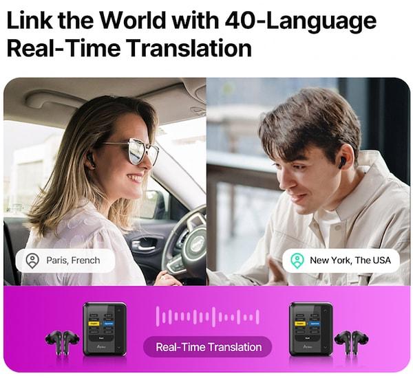 Yeni kulaklık, yapay zeka destekli uygulamaları ile 40 farklı dilde anlık çevirmeler yapabiliyor ve ünlü sohbet robotu ChatGPT'ye erişim sağlayabiliyor.