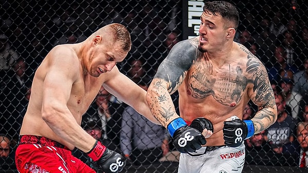 Miocic'in unvanını kaybetmesinden bu yana Aspinall, beş kez dövüşüp hepsini ilk rauntta kazandı.